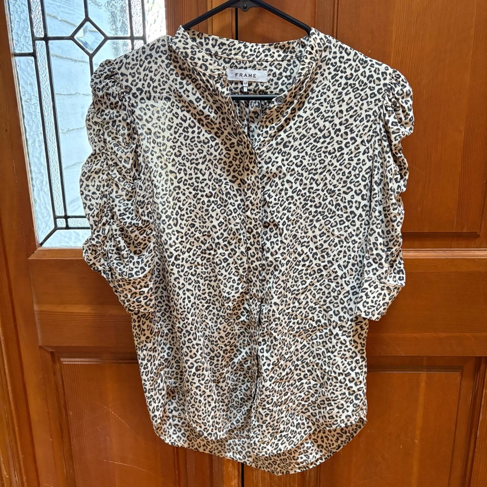 Frame 100% silk Leopard Print Women's Top